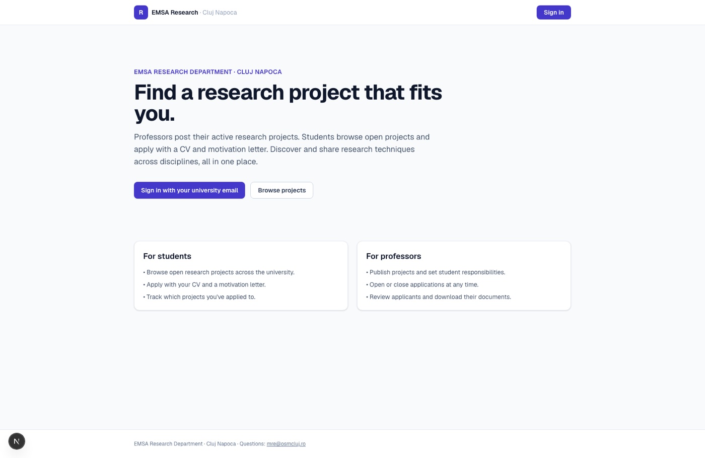 EMSA Research Platform home page